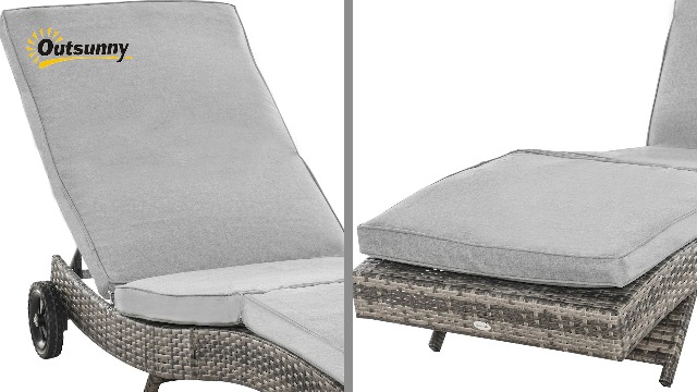 Amazon.com : Outsunny Wicker Chaise Lounge Chair Outdoor PE
